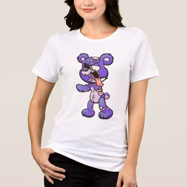 Purple Zombie Bear Tri-Blend Shirt (Front)