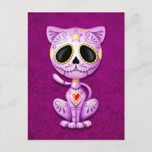 Purple Zombie Sugar Kitten Postcard
