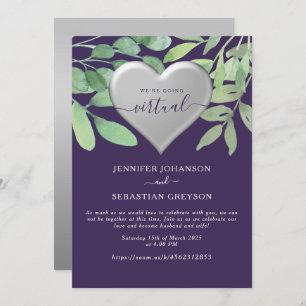 Purple Zoom Wedding Invitation