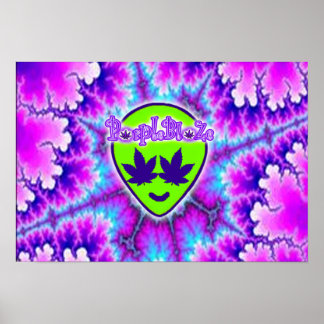 PurpleBlaZe alien head tyedye trippy poster
