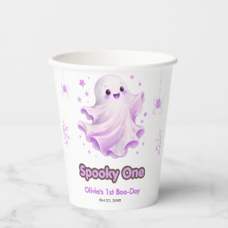 PurpleCute Ghost Spooky One Halloween 1st Birthday Paper Cups
