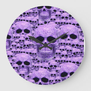 Purplegothic celtic skull large clock