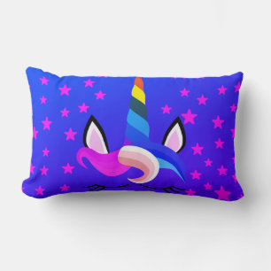 PurpleRainbows & Green Unicorn Star Print Pillow