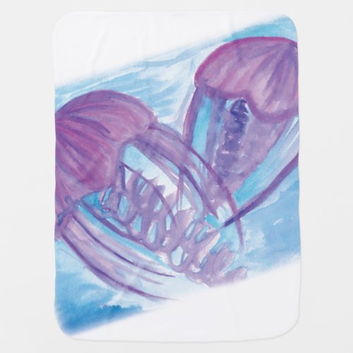 Purples and blues abstract water color jelly fish baby blanket