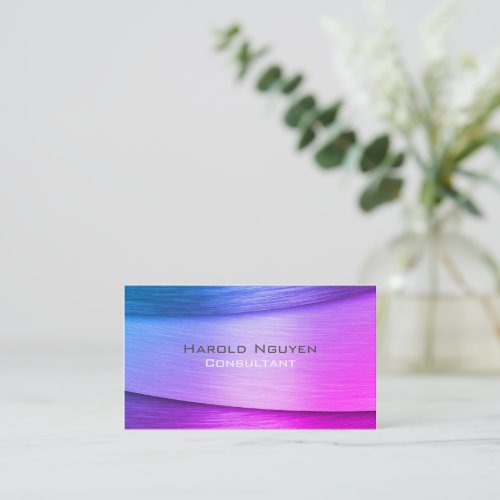 Purples Brushed Metal Metallic Stainless Steel Business Card