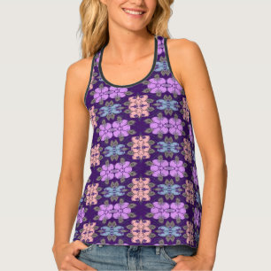 Purples Pink and Blue Patterned Women's Tank Top