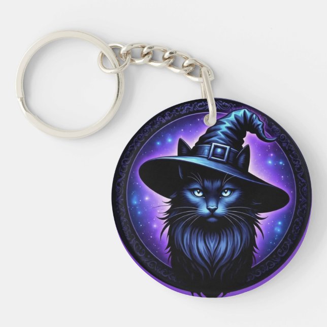 PurpleWitchyCat Keychain (Front)