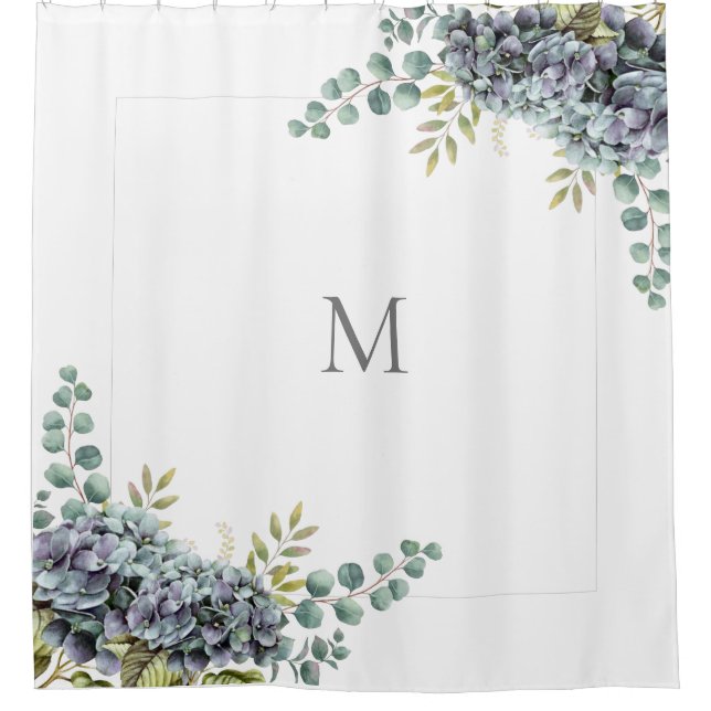 Purplish Hydrangeas Eucalyptus Shower Curtain (Front)