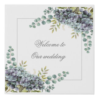Purplish Hydrangeas Eucalyptus Wedding Sign