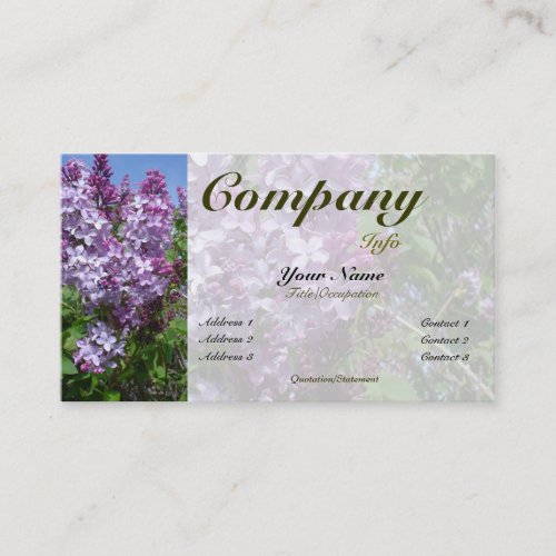 Purplke Lilacs in Bloom-custom color Business Card Templates