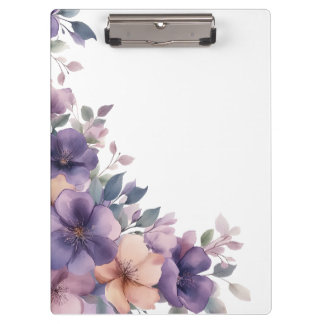 Purply pink flowers on wedding clipboard