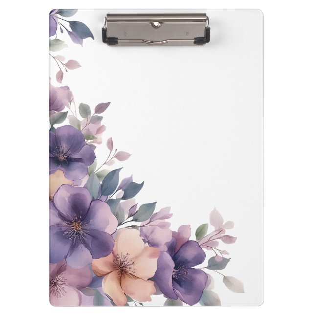 Purply pink flowers on wedding clipboard (Front)