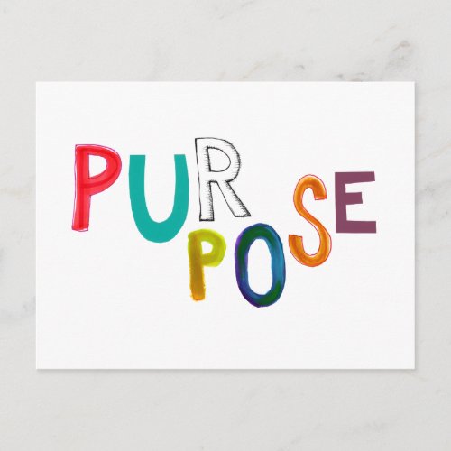 Purpose meaning use identity fun colorful word art postcard