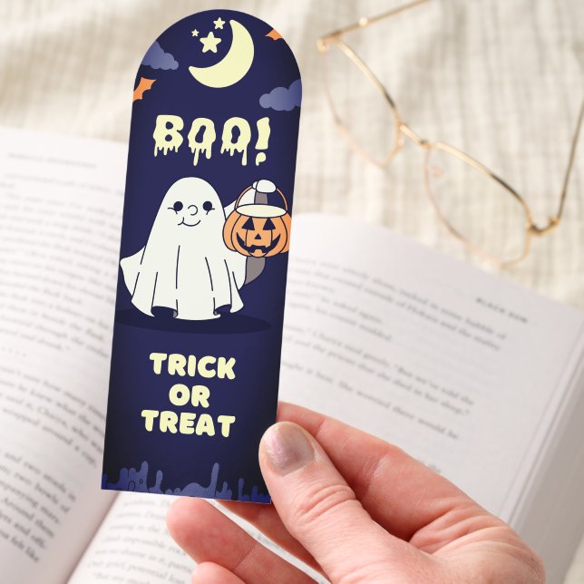 purpule and grey cute halloween bookmark (Hand)