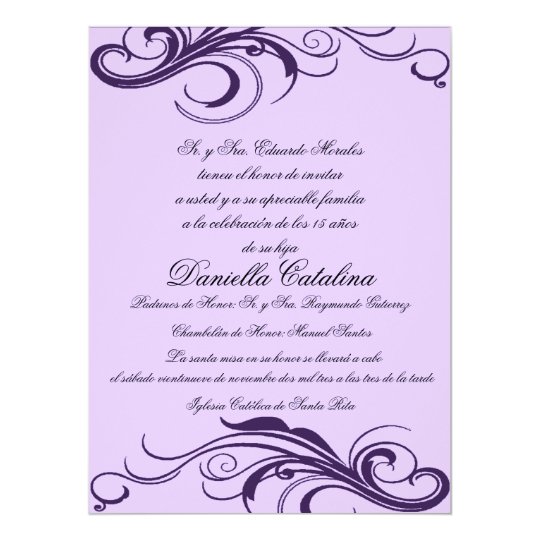 púrpura invitaciones de quinceanera