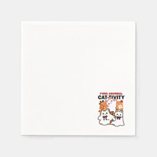 Purr-anormal Cat-tivity Cute Halloween Cat Design Napkins
