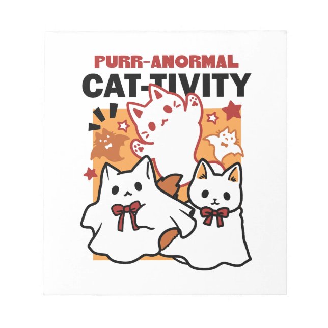 Purr-anormal Cat-tivity Cute Halloween Cat Design Notepad (Front)