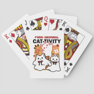 Purr-anormal Cat-tivity Cute Halloween Cat Design Poker Cards