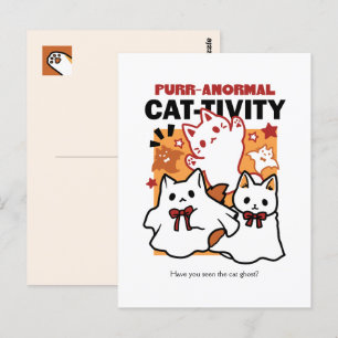 Purr-anormal Cat-tivity Cute Halloween Cat Design Postcard
