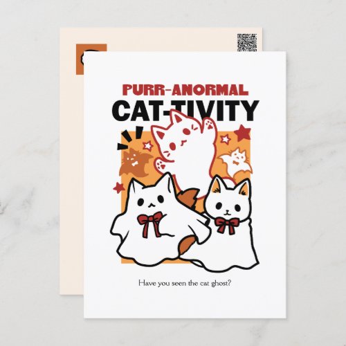 Purr_anormal Cat_tivity Cute Halloween Cat Design Postcard