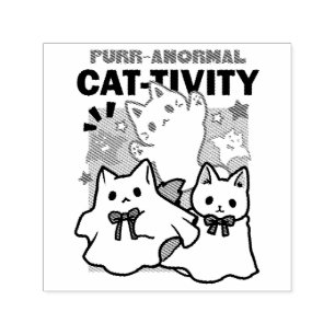 Purr-anormal Cat-tivity Cute Halloween Cat Design Self-inking Stamp
