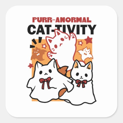 Purr_anormal Cat_tivity Cute Halloween Cat Design Square Sticker