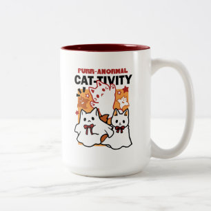 Purr-anormal Cat-tivity Cute Halloween Cat Design Two-Tone Coffee Mug