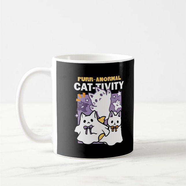 Purr-anormal Cat-tivity - Halloween Cat Design Coffee Mug (Left)