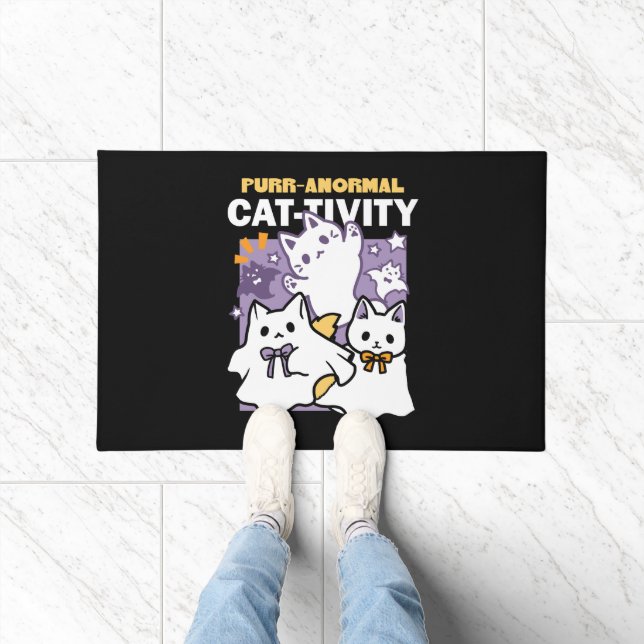 Purr-anormal Cat-tivity - Halloween Cat Design Doormat (Indoor)