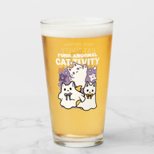 Purr-anormal Cat-tivity - Halloween Cat Design Glass