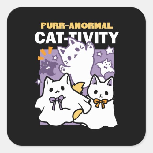 Purr_anormal Cat_tivity _ Halloween Cat Design Square Sticker