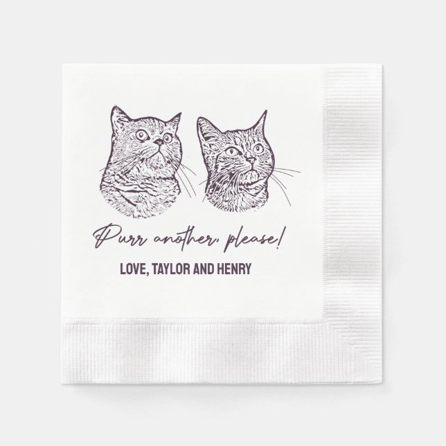 Purr Another Please Customized Pet Wedding Napkins (Front)