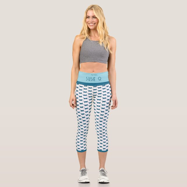 PURR BABY "BLUE" CUSTOM HIGH-WAISTED CAPRI PANTS (Front)