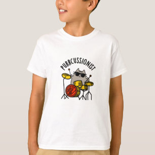 Purr-cussionist Funny Drummer Cat Pun T-Shirt
