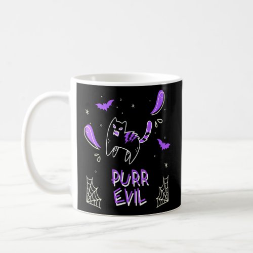 Purr Evil Cat Design With Ghosts  Coffee Mug