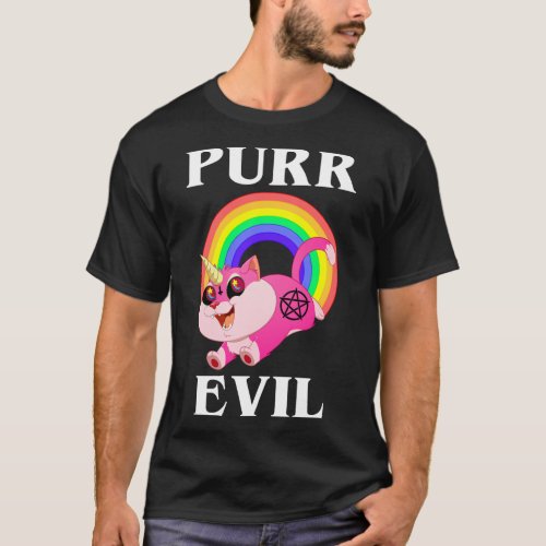 Purr Evil Satanic Occult Evil Devil Unicorn Cat S T_Shirt