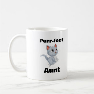 Purr-fect Aunt, Funny Cat Lover Coffee Mug