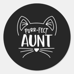 Purr-fect Aunt Gift Aunties Cat Lovers Classic Round Sticker