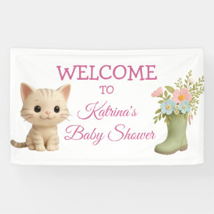 Purr-fect Baby Girl Kitten Baby Shower Banner