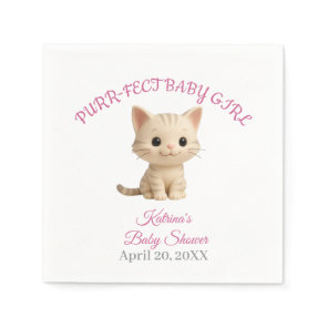 Purr-fect Baby Girl Kitten Baby Shower Napkins