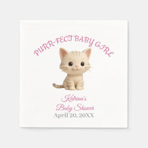 Purr-fect Baby Girl Kitten Baby Shower Napkins