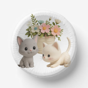 Purr-fect Baby Girl Kitten Baby Shower Paper Plate Bowls