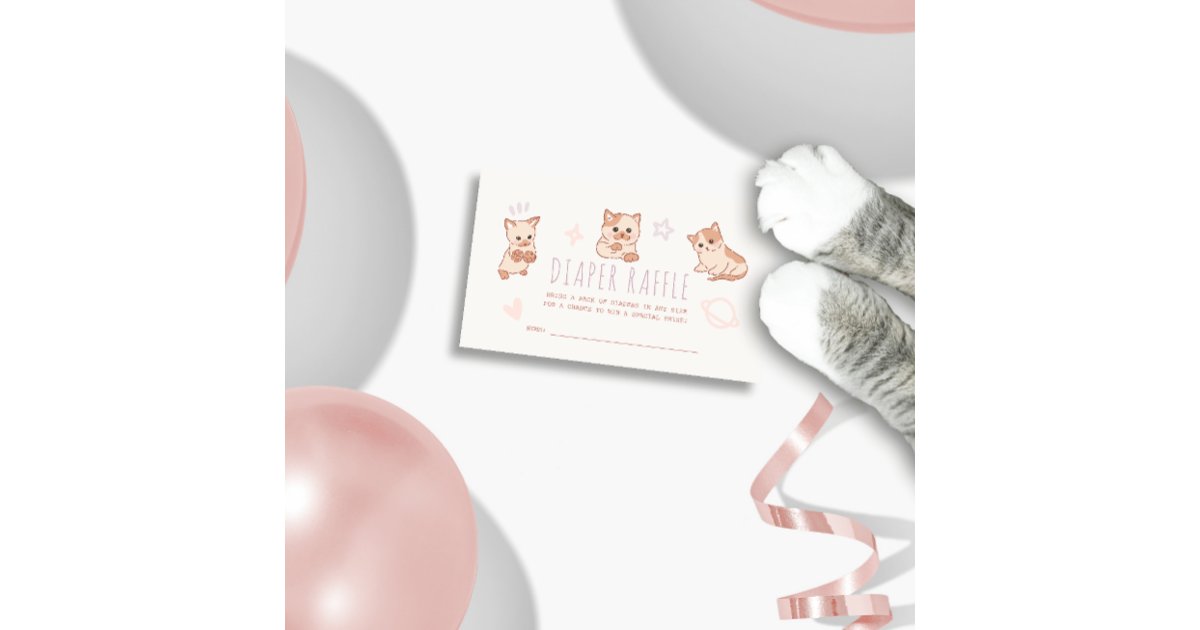 Purr-fect Baby Shower Cats Diaper Raffle Ticket Enclosure Card | Zazzle