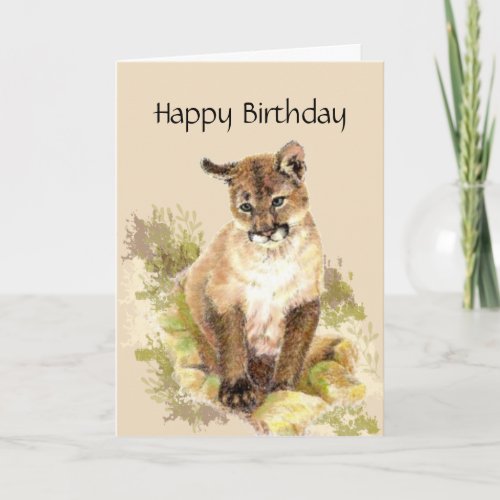 Purr_Fect Birthday Cougar Puma Mountain Lion Ca Card