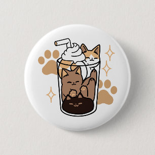Purr-fect Blend: Cat and Coffee Art for Pet Lovers Button