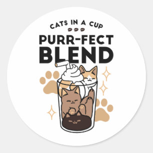 Purr-fect Blend: Cat and Coffee Art for Pet Lovers Classic Round Sticker