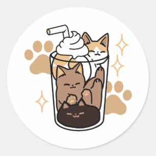 Purr-fect Blend: Cat and Coffee Art for Pet Lovers Classic Round Sticker