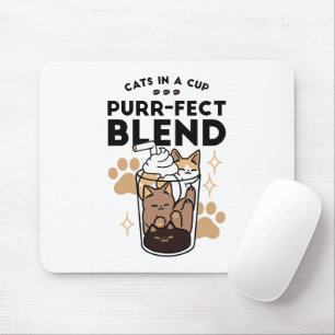 Purr-fect Blend: Cat and Coffee Art for Pet Lovers Mouse Pad