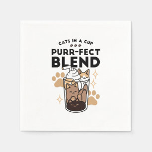 Purr-fect Blend: Cat and Coffee Art for Pet Lovers Napkins