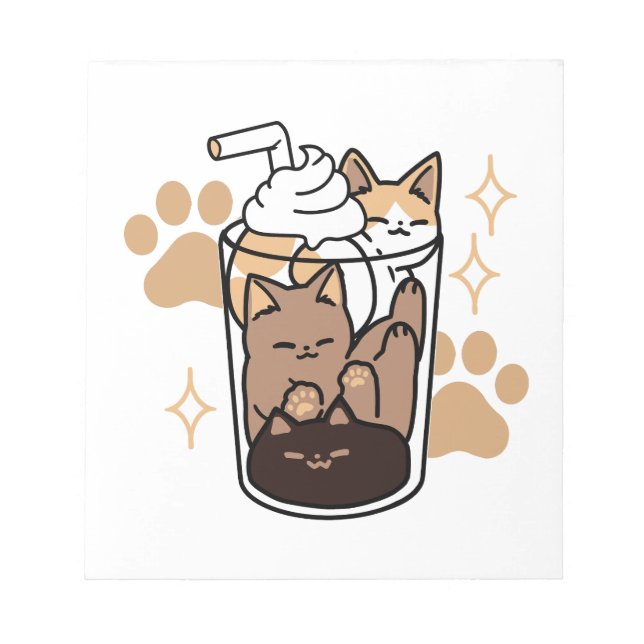 Purr-fect Blend: Cat and Coffee Art for Pet Lovers Notepad (Front)